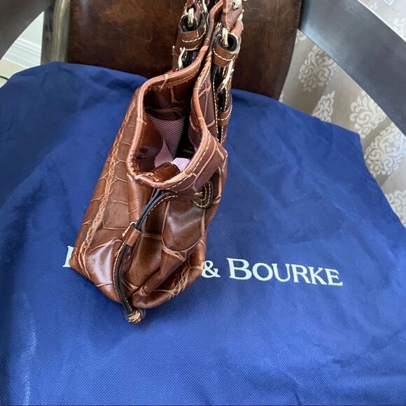 s-l400.jpg Dooney & Bourke brown leather croco embossed tote